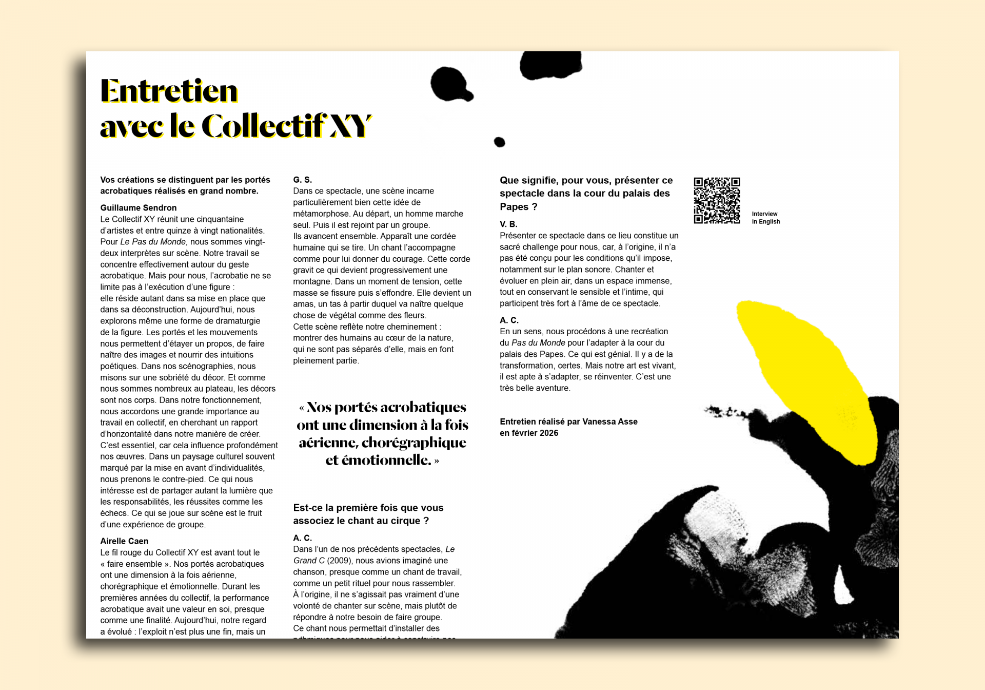 Feuille de salle - Festival Avignon 26 - Collectif XY - Le Pas du Monde